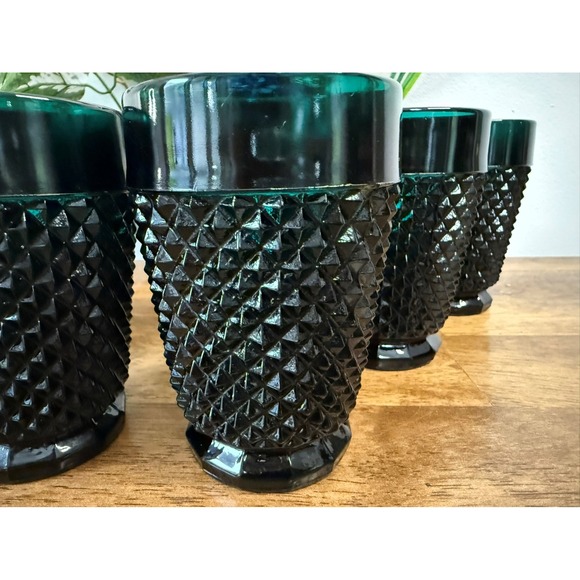 Vintage Indiana Glass Tiara Cameo Black Amethyst Tumblers‎ 6 MCM Glassware - Picture 5 of 6